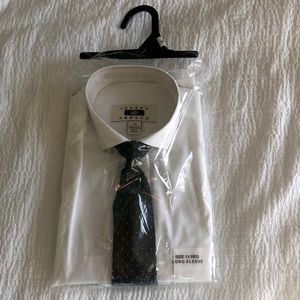 Boys size 12 long sleeve button down shirt with tie